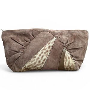 Jasmin Vintage Patchwork Suede and Snakeskin-Embossed Leather Convertible Clutch